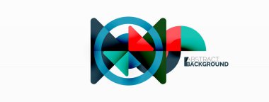 Yaratıcı geometrik duvar kağıdı. Asgari soyut arkaplan. Duvar kağıdı arkaplanı veya iniş sayfası için üçgenler ve daireler kompozisyon vektör çizimi