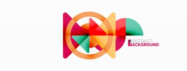 Yaratıcı geometrik duvar kağıdı. Asgari soyut arkaplan. Duvar kağıdı arkaplanı veya iniş sayfası için üçgenler ve daireler kompozisyon vektör çizimi