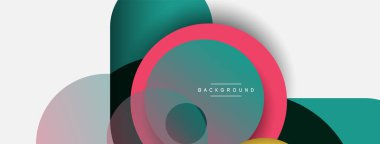 Vektör yuvarlak şekilli daireler minimum geometrik arkaplan. Duvar kağıdı afişi veya iniş sayfası için vektör illüstrasyonu