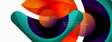 Renkli geometrik şekilli soyut arkaplan. Yuvarlak şekilli, daire ve çizgilerle çok güzel bir arka plan. Geometrik tasarım. Vektör illüstrasyonu