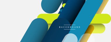 Yuvarlak şekiller ve çizgiler üst üste biniyor. Duvar kağıdı afişi veya iniş sayfası için vektör illüstrasyonu