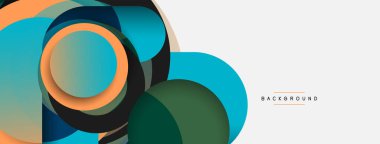 Yaratıcı geometrik duvar kağıdı. Asgari soyut arkaplan. Duvar kağıdı arkaplanı veya iniş sayfası için daire bileşimi vektör çizimi