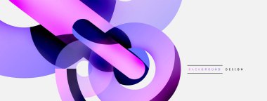 Yuvarlak şekiller daireler ve diğer geometrik şekiller. Duvar kağıdı afişi arkaplan kartı veya iniş sayfası için vektör illüstrasyonu