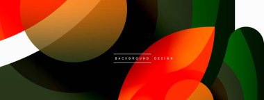 Renkli geometrik şekilli soyut arkaplan. Yuvarlak şekilli, daire ve çizgilerle çok güzel bir arka plan. Geometrik tasarım. Vektör illüstrasyonu