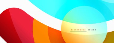 Renkli geometrik şekilli soyut arkaplan. Yuvarlak şekilli, daire ve çizgilerle çok güzel bir arka plan. Geometrik tasarım. Vektör illüstrasyonu