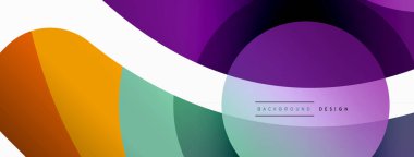 Renkli geometrik şekilli soyut arkaplan. Yuvarlak şekilli, daire ve çizgilerle çok güzel bir arka plan. Geometrik tasarım. Vektör illüstrasyonu