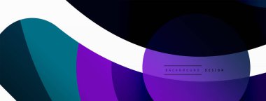 Renkli geometrik şekilli soyut arkaplan. Yuvarlak şekilli, daire ve çizgilerle çok güzel bir arka plan. Geometrik tasarım. Vektör illüstrasyonu