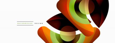 Renkli geometrik şekilli soyut arkaplan. Yuvarlak şekilli, daire ve çizgilerle çok güzel bir arka plan. Geometrik tasarım. Vektör illüstrasyonu