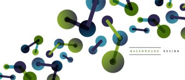 Soyut arkaplan. Yuvarlak noktalar çizgilerle birleşti. Duvar kağıdı, afiş, arkaplan veya iniş için moda tekno iş şablonu