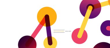 Soyut arkaplan. Yuvarlak noktalar çizgilerle birleşti. Duvar kağıdı, afiş, arkaplan veya iniş için moda tekno iş şablonu