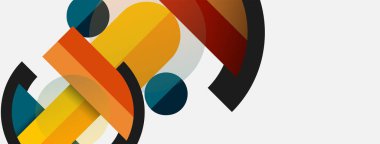 Yuvarlak geometrik şekiller çizgiler ve daireler. Duvar kağıdı afişi ya da iniş sayfası için vektör şablonu