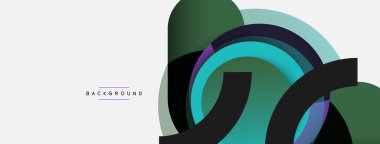 Yaratıcı geometrik duvar kağıdı. Asgari soyut arkaplan. Duvar kağıdı arkaplanı veya iniş sayfası için daire bileşimi vektör çizimi