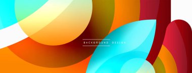 Renkli geometrik şekilli soyut arkaplan. Yuvarlak şekilli, daire ve çizgilerle çok güzel bir arka plan. Geometrik tasarım. Vektör illüstrasyonu