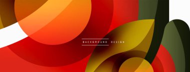 Renkli geometrik şekilli soyut arkaplan. Yuvarlak şekilli, daire ve çizgilerle çok güzel bir arka plan. Geometrik tasarım. Vektör illüstrasyonu