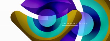 Renkli geometrik şekilli soyut arkaplan. Yuvarlak şekilli, daire ve çizgilerle çok güzel bir arka plan. Geometrik tasarım. Vektör illüstrasyonu