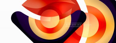 Renkli geometrik şekilli soyut arkaplan. Yuvarlak şekilli, daire ve çizgilerle çok güzel bir arka plan. Geometrik tasarım. Vektör illüstrasyonu