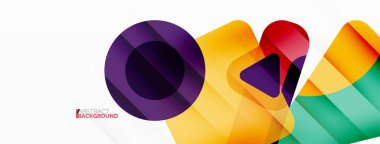 İlkel geometrik şekiller - çizgi, üçgen, kare ve daire bileşimi. Duvar kağıdı, pankart, arkaplan, iniş sayfası için vektör geometrik asgari özet arkaplan