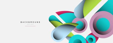 Soyut arkaplan. Minimum geometrik daireler ve koyu gölgeli yuvarlak şekiller. Duvar kağıdı afişi veya arkaplan için moda teknoloji iş şablonu