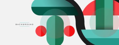 Geometrik şekiller bileşim soyut arkaplan. Çember çizgileri ve dikdörtgenler. Duvar kağıdı afişi veya iniş sayfası için vektör illüstrasyonu