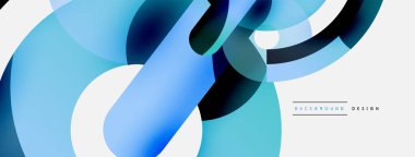 Yuvarlak şekiller daireler ve diğer geometrik şekiller. Duvar kağıdı afişi arkaplan kartı veya iniş sayfası için vektör illüstrasyonu