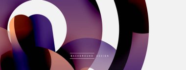 Yuvarlak şekiller daireler ve diğer geometrik şekiller. Duvar kağıdı afişi arkaplan kartı veya iniş sayfası için vektör illüstrasyonu