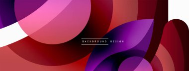 Renkli geometrik şekilli soyut arkaplan. Yuvarlak şekilli, daire ve çizgilerle çok güzel bir arka plan. Geometrik tasarım. Vektör illüstrasyonu