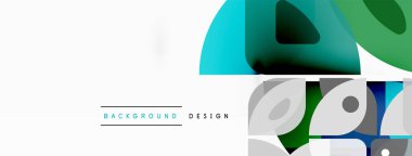 Renkli minimetrik geometrik soyut arkaplan. Yuvarlak elementlerle üçgen şekli, daireler. Duvar kağıdı, afiş, arkaplan veya iniş için moda tekno iş şablonu