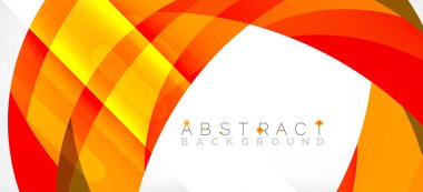 Geometrik soyut arkaplan. Üst üste binen renk şekilleriyle çember oluşturuldu. Duvar Kağıdı, Sancak, Arkaplan, İniş Sayfası için Vektör İllüstrasyonu