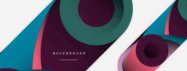 Soyut arkaplan. Minimum geometrik daireler ve koyu gölgeli yuvarlak şekiller. Duvar kağıdı afişi veya arkaplan için moda teknoloji iş şablonu