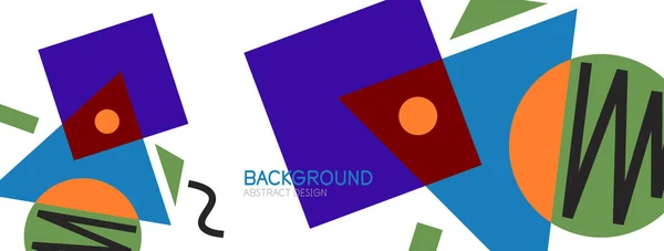 Abstracte achtergrond. Blokken, lijnen, driehoeken, cirkels samenstelling. Techno of business concept voor behang, banner, achtergrond, landing page — Stockvector