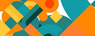 Çember ve kare geometrik arkaplan. Duvar kağıdı, pankart, arkaplan ya da iniş için üçgen ve kareli yuvarlak şekiller