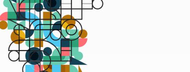 Minimum geometrik soyut arkaplan. Çember kare ve üçgen tasarım. Duvar kağıdı, afiş, arkaplan veya iniş için moda tekno iş şablonu