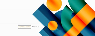 Çember ve kare geometrik arkaplan. Duvar kağıdı, pankart, arkaplan ya da iniş için üçgen ve kareli yuvarlak şekiller