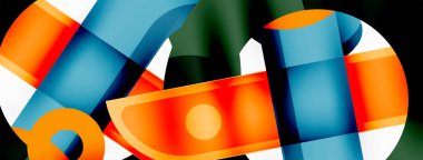 Minimalist geometrik soyut arkaplan. Çizgiler, gölge efektli daireler duvar kağıdı tasarımı