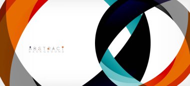 Geometrik soyut arkaplan. Üst üste binen renk şekilleriyle çember oluşturuldu. Duvar Kağıdı, Sancak, Arkaplan, İniş Sayfası için Vektör İllüstrasyonu