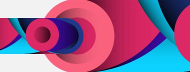 Soyut arkaplan. Minimum geometrik daireler ve koyu gölgeli yuvarlak şekiller. Duvar kağıdı afişi veya arkaplan için moda teknoloji iş şablonu