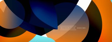 Renkli geometrik şekilli soyut arkaplan. Yuvarlak şekilli, daire ve çizgilerle çok güzel bir arka plan. Geometrik tasarım. Vektör illüstrasyonu