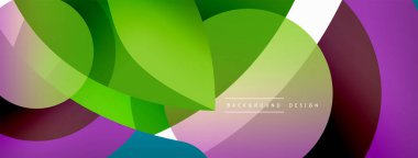 Renkli geometrik şekilli soyut arkaplan. Yuvarlak şekilli, daire ve çizgilerle çok güzel bir arka plan. Geometrik tasarım. Vektör illüstrasyonu