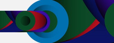 Soyut arkaplan. Minimum geometrik daireler ve koyu gölgeli yuvarlak şekiller. Duvar kağıdı afişi veya arkaplan için moda teknoloji iş şablonu