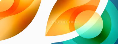 Renkli geometrik şekilli soyut arkaplan. Yuvarlak şekilli, daire ve çizgilerle çok güzel bir arka plan. Geometrik tasarım. Vektör illüstrasyonu