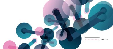 Çizgi noktaları geometrik soyut arkaplan bağlantıları. Çizgilerle birbirine bağlı çemberler. Duvar kağıdı, afiş, arkaplan veya iniş için moda tekno iş şablonu