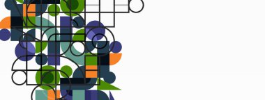 Minimum geometrik soyut arkaplan. Çember kare ve üçgen tasarım. Duvar kağıdı, afiş, arkaplan veya iniş için moda tekno iş şablonu