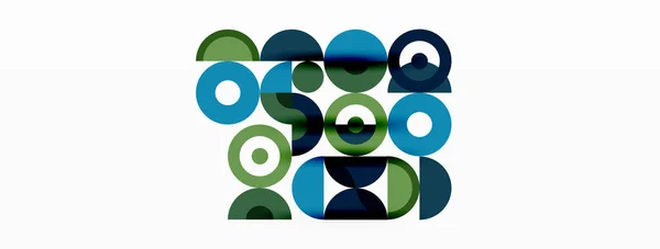 カラフルな円抽象的な背景。壁紙、バナー、プレゼンテーションのための最小限の幾何学テンプレート — ストックベクタ