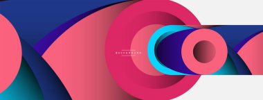 Soyut arkaplan. Minimum geometrik daireler ve koyu gölgeli yuvarlak şekiller. Duvar kağıdı afişi veya arkaplan için moda teknoloji iş şablonu