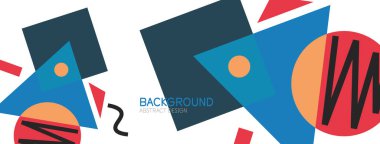 Soyut arkaplan. Bloklar, çizgiler, üçgenler, daireler. Duvar kağıdı, afiş, arkaplan, iniş sayfası için tekno veya iş konsepti