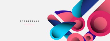 Soyut arkaplan. Minimum geometrik daireler ve koyu gölgeli yuvarlak şekiller. Duvar kağıdı afişi veya arkaplan için moda teknoloji iş şablonu