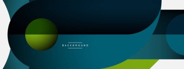 Geometrik soyut arkaplan. Duvar kağıdı arkaplanı veya iniş sayfası için yuvarlak şekiller, daireler, satır bileşimi