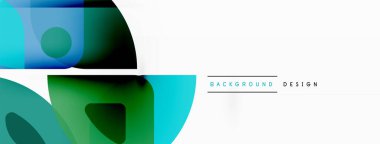 Renkli minimetrik geometrik soyut arkaplan. Yuvarlak elementlerle üçgen şekli, daireler. Duvar kağıdı, afiş, arkaplan veya iniş için moda tekno iş şablonu