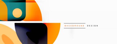 Renkli minimetrik geometrik soyut arkaplan. Yuvarlak elementlerle üçgen şekli, daireler. Duvar kağıdı, afiş, arkaplan veya iniş için moda tekno iş şablonu