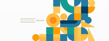 Çember ve kare geometrik arkaplan. Duvar kağıdı, pankart, arkaplan ya da iniş için üçgen ve kareli yuvarlak şekiller